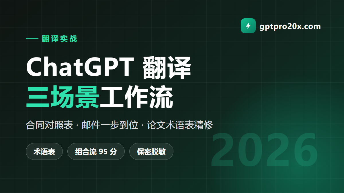 ChatGPT 翻译正确用法 合同邮件论文三场景与术语表工作流 2026