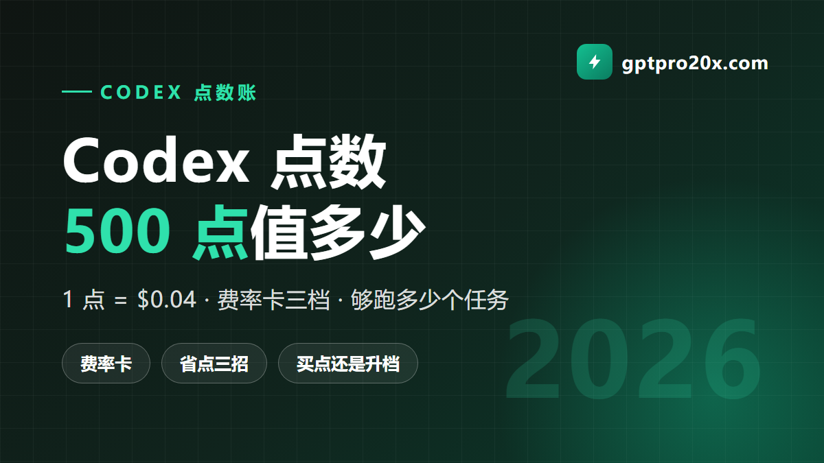 Codex 点数怎么算 500 credits 值多少 token 2026